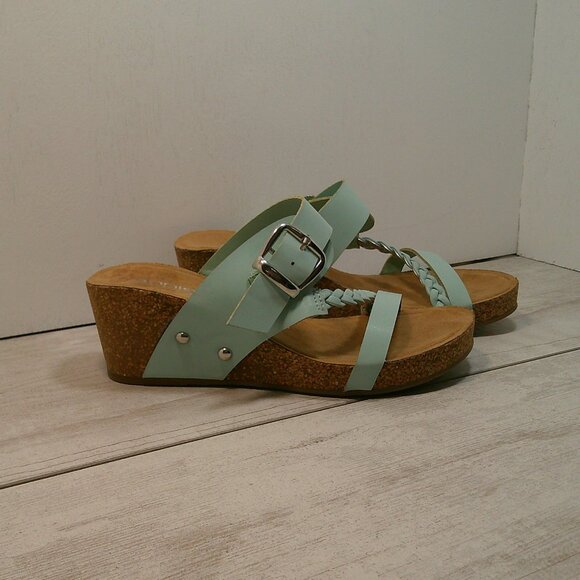 Womans Light Blue Spring Wedges with Braided detail Size 6.5 - Picture 6 of 13